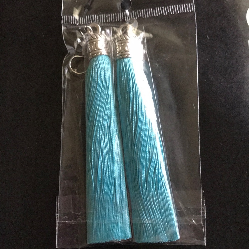 Light Blue Tassel Earrings